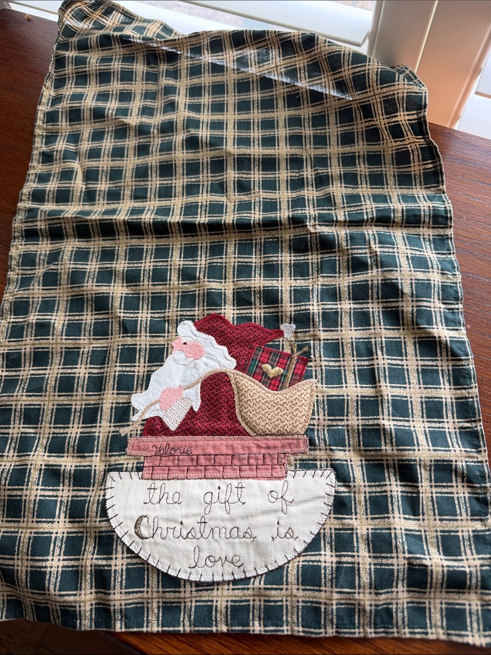 Vintage Christmas Appliqué Tea Towel Santa